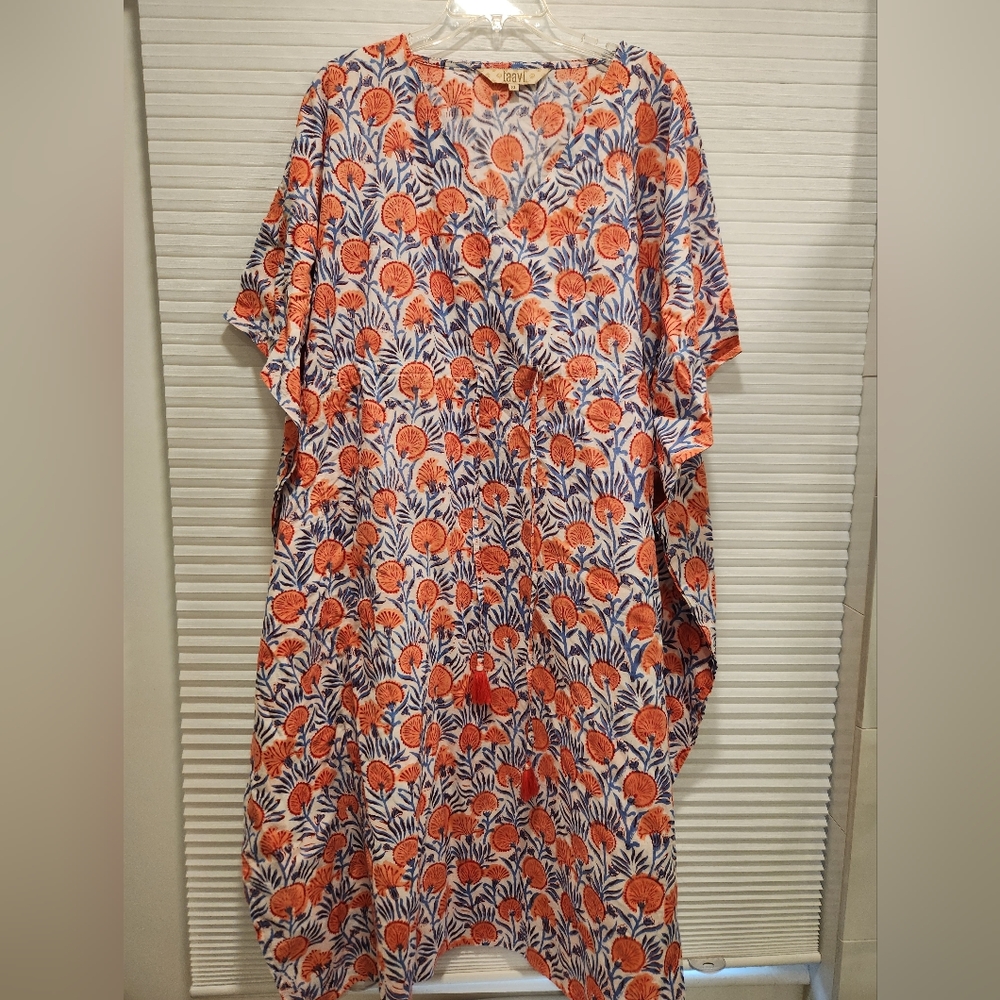 Floral Tavvi Orange and Blue Women's Mumu/Cover Up